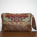 Purse Clutch Bag Blanket Weight Wool Southwest Style Brown Distressed Leather