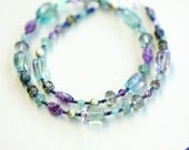 fluorite necklace, beaded necklace, green purple, ellia