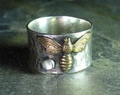 Bee Ring Gemstone Sterling Silver Honeybee nature jewelry insect - Bee's Treasure