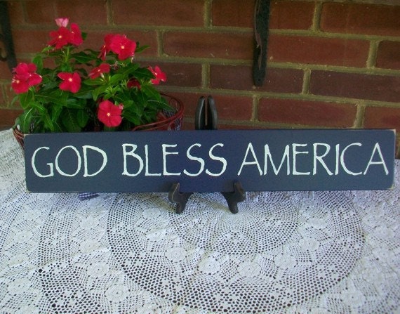 God Bless America Painted Wood Sign Wall Decor