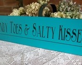 Sandy Toes Salty Kisses Beach Wood Wall Sign Plaque