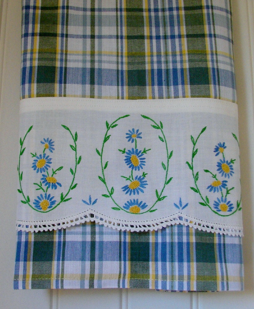 Recycled and Repourposed Vintage Pillowcase to Upcycled Tea Towel - Cottage Garden - Homespun Home Decor
