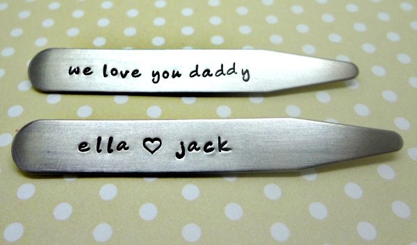 We Love You Daddy - Personalized Collar Stays - Set of Two - Hand Stamped - Father's Day - Grandpa - Dad - Men's Gift