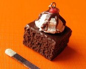 IN STOCK - Food Jewelry - Chocolate Fudge Brownie Sundae Necklace Charm