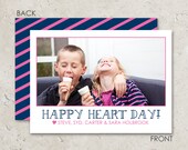 Happy Heart Day Valentine's Day Photo Card - digital printable - Navy and Pink Il_170x135