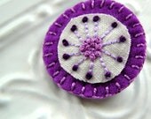Embroidered Felt and Linen Brooch - Exuberance - Violet Petite Brooch