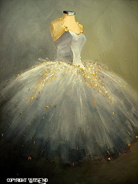 ballet Tutu painting The Dance of the Moon original ooak canvas still life fashion vintage ballerina art Treasury Item  FREE usa shipping