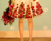 Rose Dress painting fashion art still life FREE USA shipping