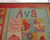 Baby Quilt Sale Growth Chart for Girl with Nancy Halvorsen Curiosities Fabric Personalized with Child's Name