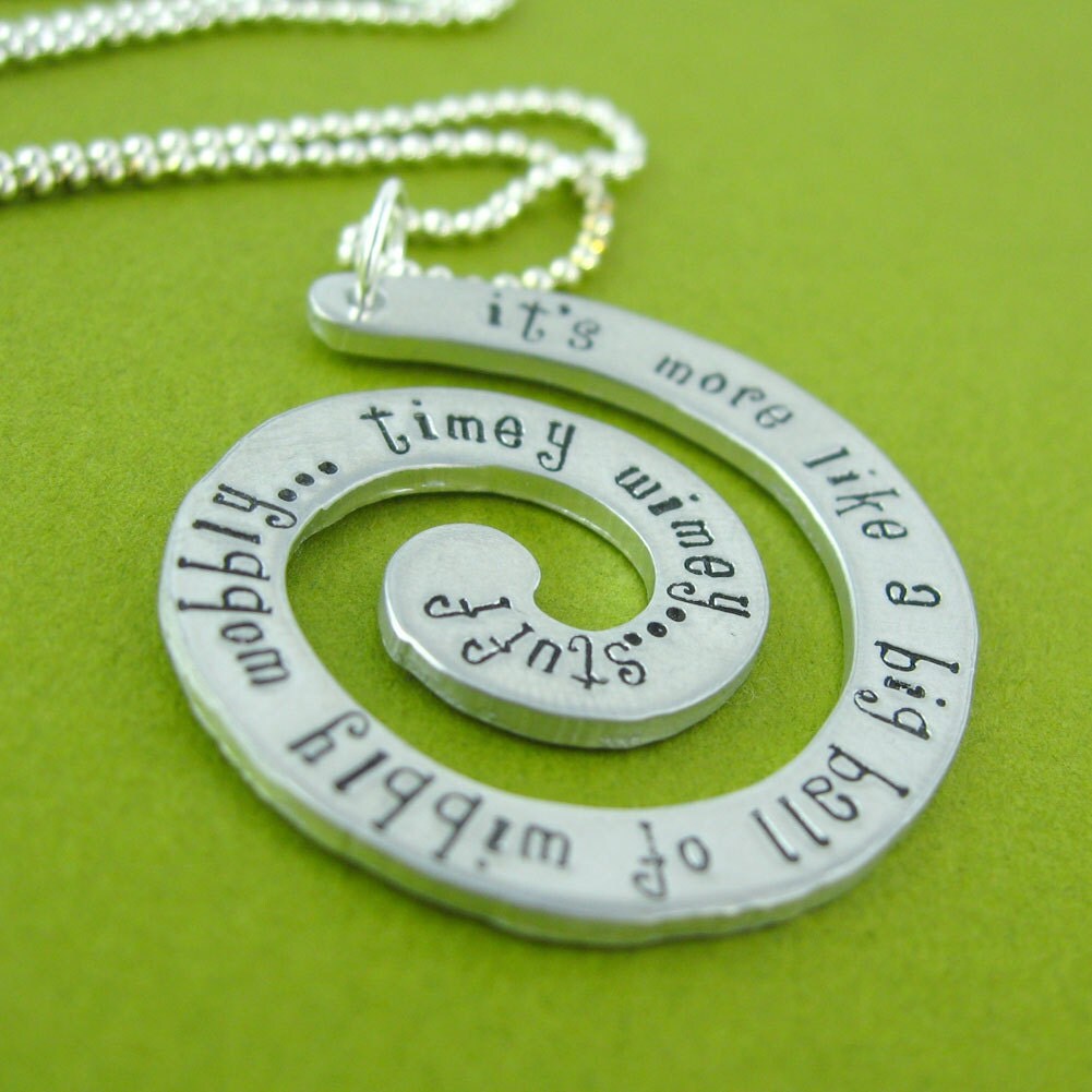 Doctor Who Timey Wimey Necklace - Hand Stamped Doctor Who Quote Necklace