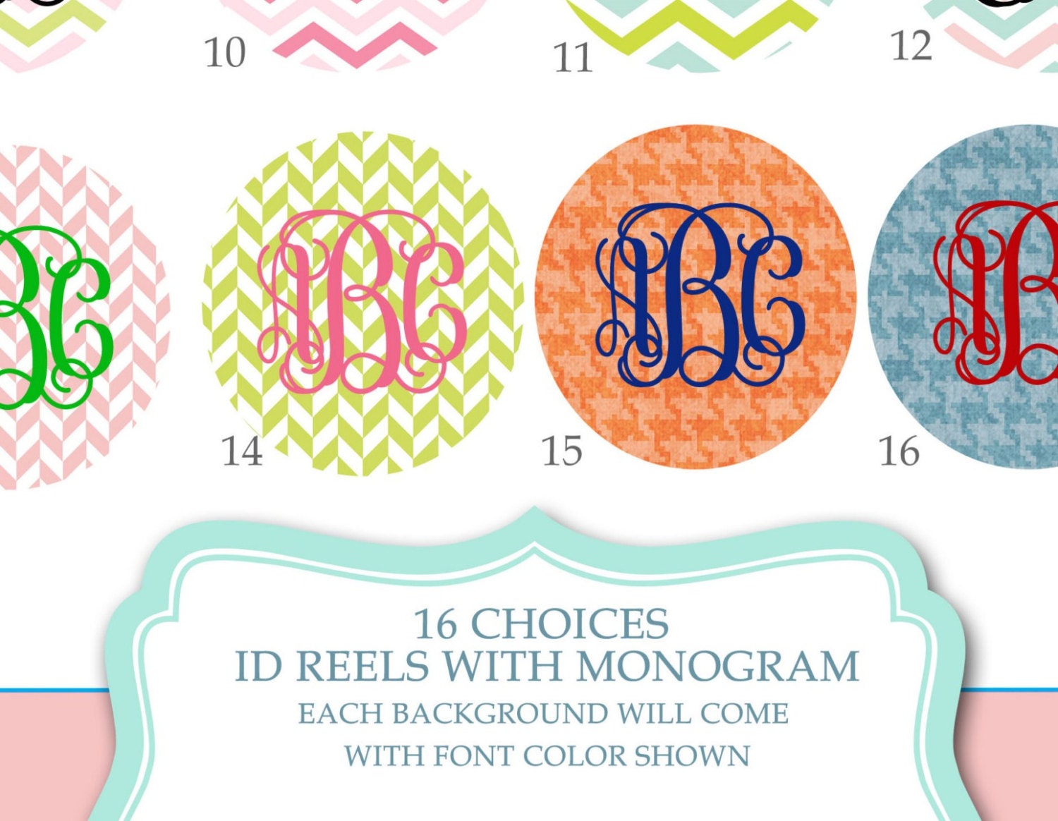 Personalized ID reel with MYLAR covering......Add a Monogram, patterns