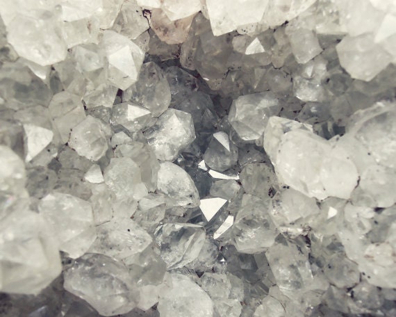 Crystal photograph, mineral quartz, gem, gemstone, gray nature wall art, silver, sparkle photography print 8x10 - Crystal Cave