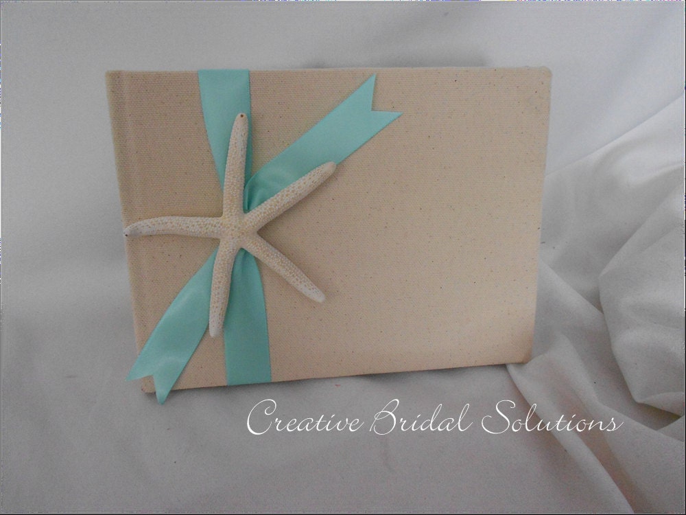Canvas Nautical Beach Wedding Guest Book- Pencil Starfish