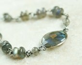 Labradorite  Bracelet -   Oxidized -  Sterling Silver  -  Flash -   Wire Jewelry  - Handmade Jewellery - Gemstone Bracelet