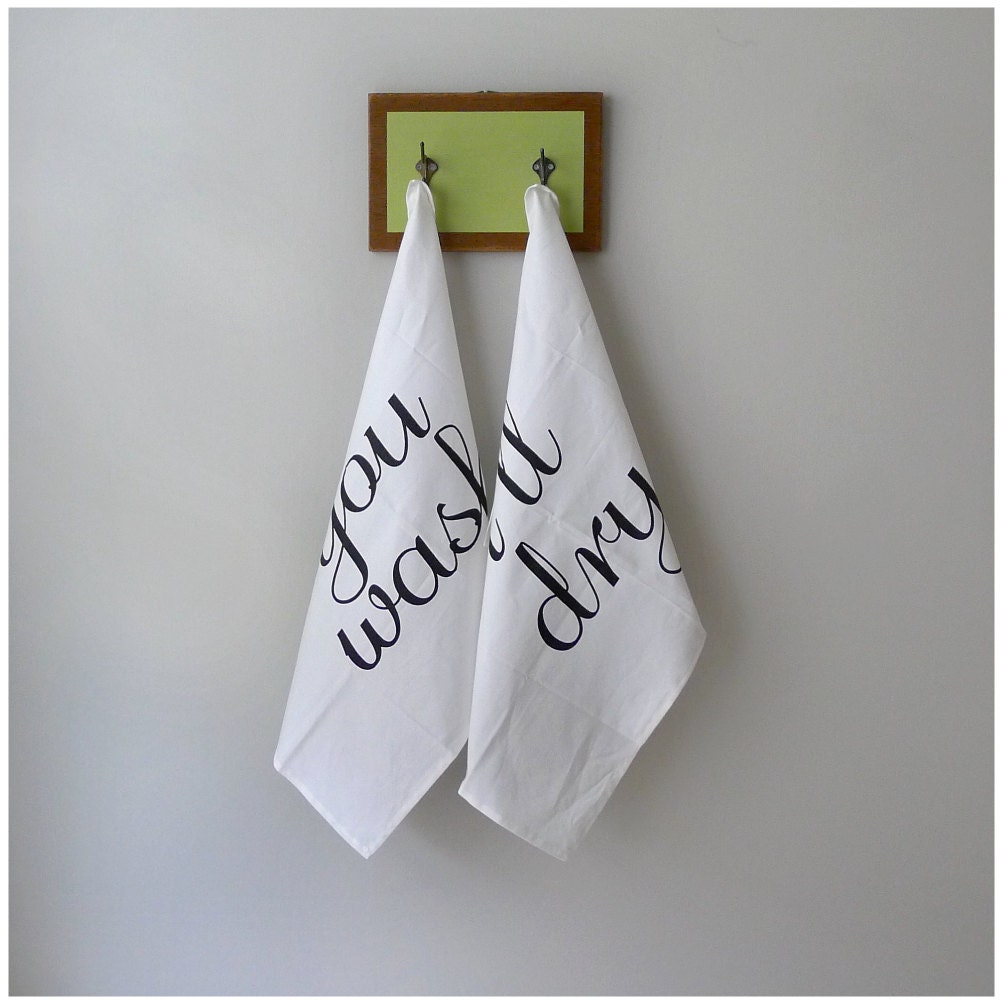 Tea(m) Towels - tea towel set of 2 - fair trade organic cotton - eco-friendly kitchen towels - wedding gift / housewarming gift - blackbirdtees