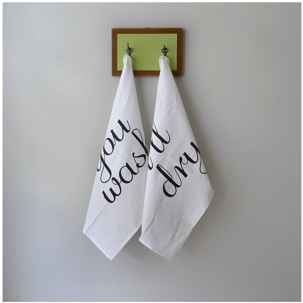 Tea(m) Towels - tea towel set of 2 - fair trade organic cotton - eco-friendly kitchen towels - wedding gift / housewarming gift