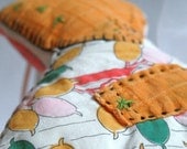 Tooth Fairy Pillow Sun Bonnet Sue Vintage Quilt Orange Green Pink White Floral