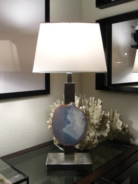 Modern Agate Geode Brushed Nickel Lamp