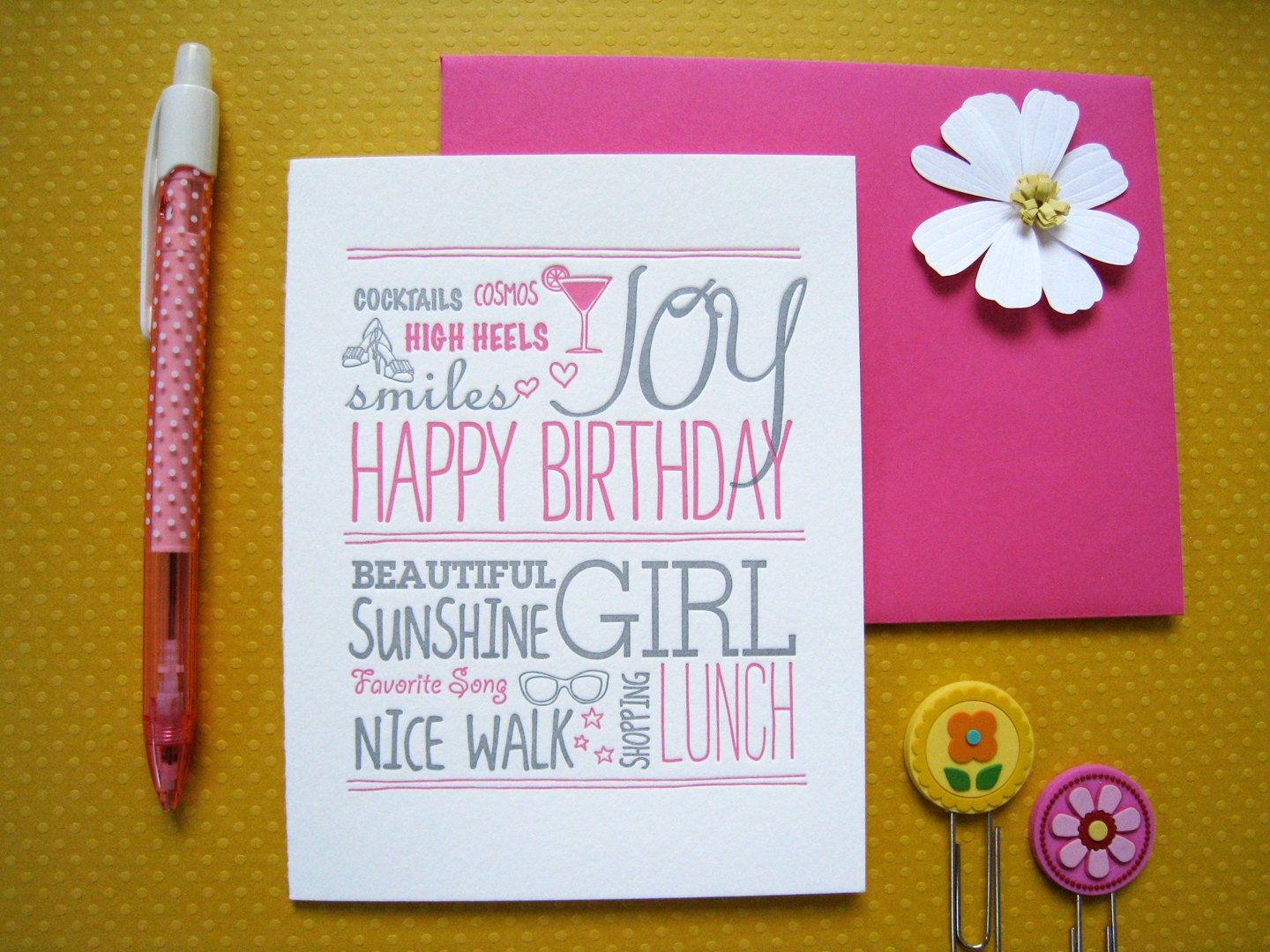 Happy Birthday Girl - letterpress card