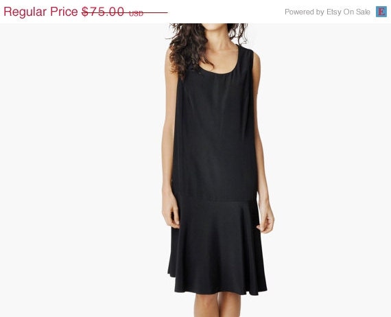 SALE - Vintage Black Drop Waist Dress