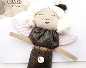 Art Doll, textile doll, Cecile and Jack, Fabric stuffed doll, handmade doll, Original art by Krize