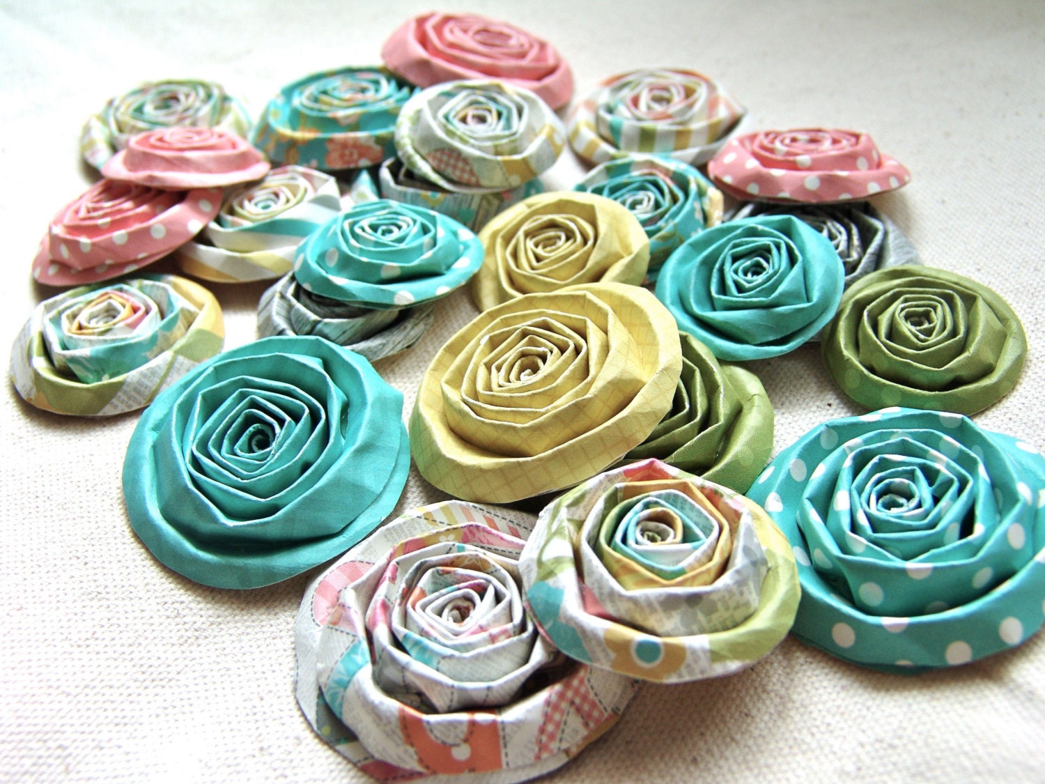 Handmade paper flowers SET of 24 roses Vintage Bliss flower bridal shower decorations gift wrap