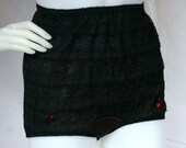 60s Realtex Black Lacy Nylon and Chiffon Panties, Size 7 - Vintage Lingerie