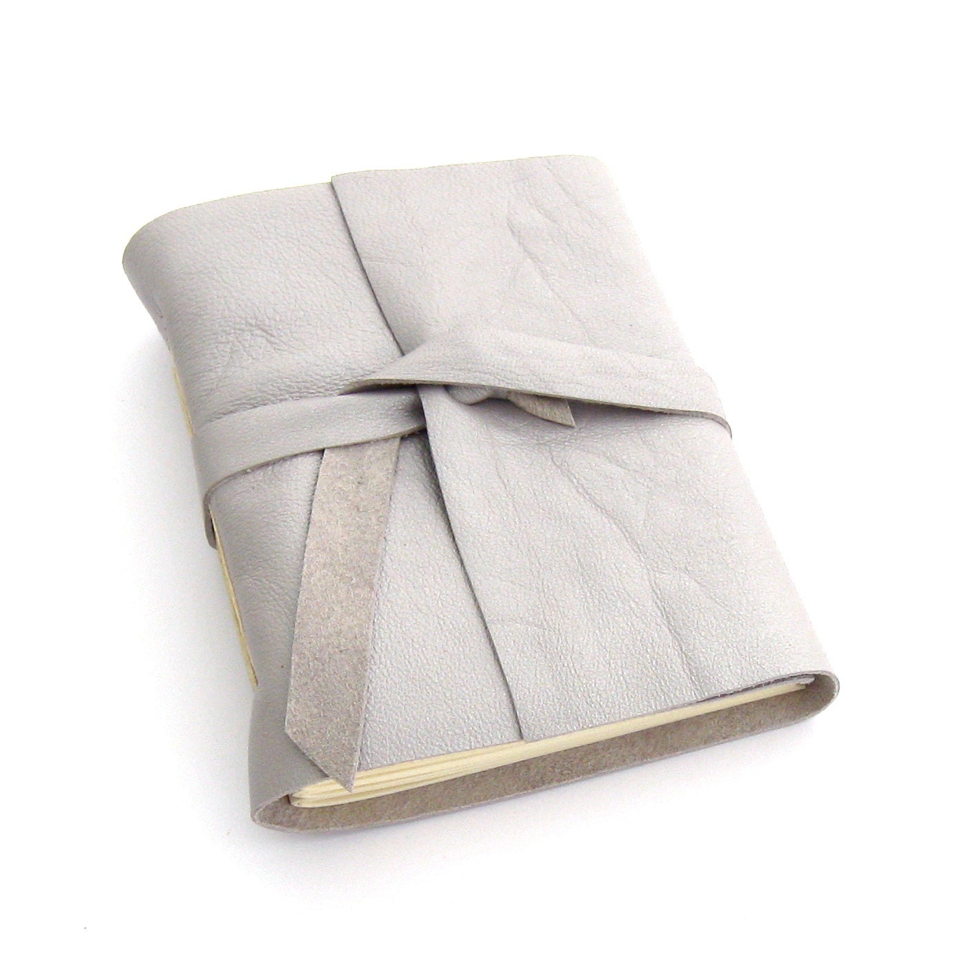 Handmade Lavender Leather Journal, An Artist's Sketchbook or Writer's Journal in Palest Lilac Lambskin