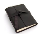 Handmade Artist's Leather Sketchbook and Journal in Dark Dusky Twilight Purple and Cream