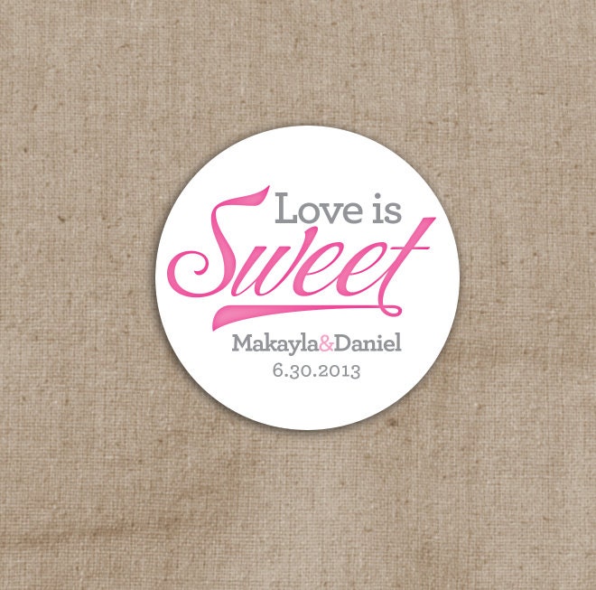 Love is Sweet Wedding Stickers - Envelope Seals - Candy Favor Labels - Goody Bag Labels - Set of 50
