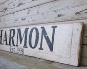 Large 36" Handpainted Personalized Rustic Aged Family Name Established Sign, Newlyweds, Family, Housewarming, Wedding, Bridal Shower