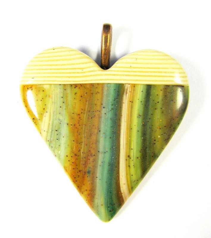 Southwestern Landscapes Series - Native Flowers Heart Polymer Clay Pendant