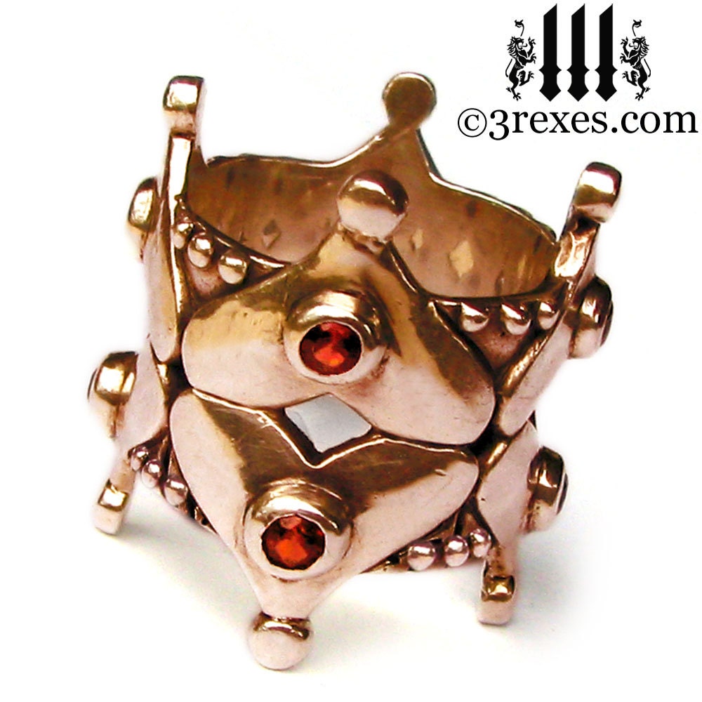 Heart Crown Wedding Ring Rose Gold Gothic Medieval Alice In Wonderland Size 8.5