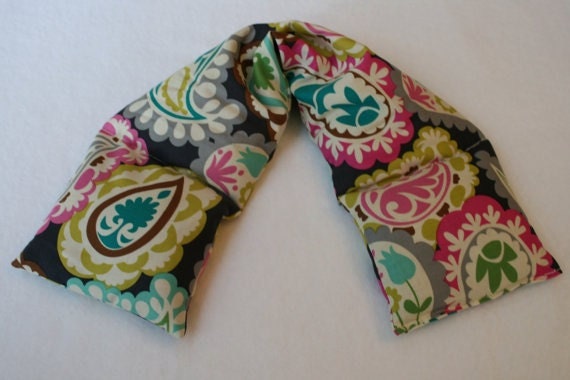 Hot Cold Therapy Wrap / Unscented Flaxseed - Gray Paisley