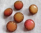 6 Carved Blush Vintage Buttons Large 7/8" Pink Plastic Sewing