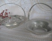 2 Vintage Stamped Aluminum Snack Bowls, Vintage Wedding Decor, Condiment bowls with handles, Shabby Chic Grandmas Kitchen