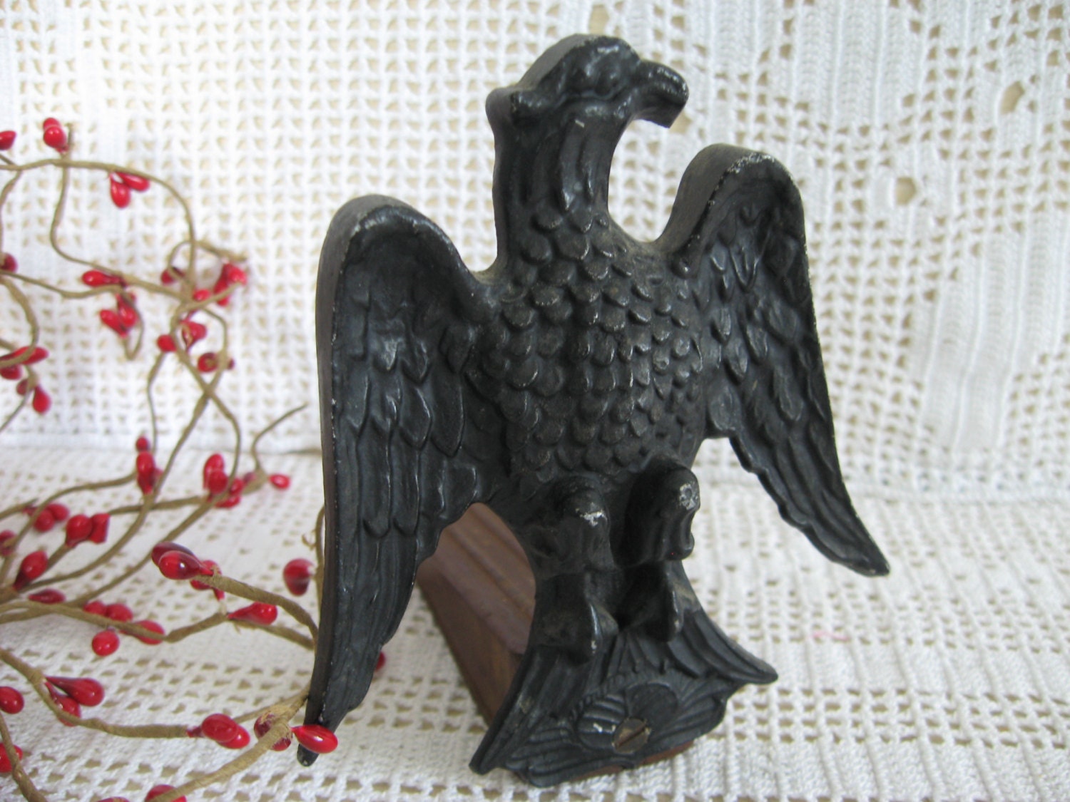 Vintage Eagle Door Stop, Handmade Door stopper, Black cast iron eagle reinvented vintage doorstop, man den man cave, shabby, industrial chic