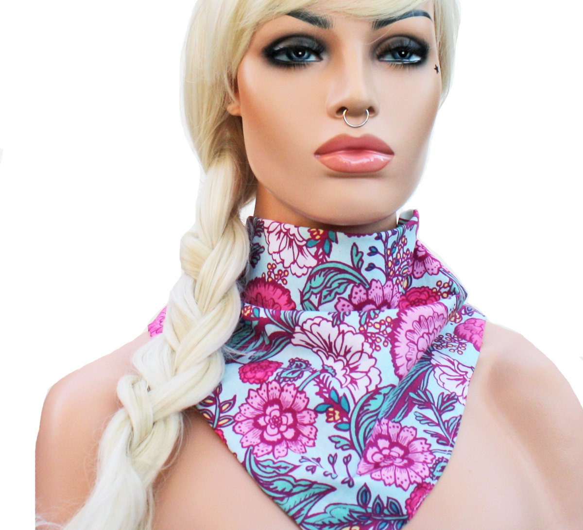 Triangle Scarf or Bandana Headwrap Summer Floral
