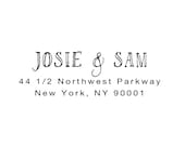 Return Address Stamp - WOOD HANDLE - Hand printed font -  Wedding gift - Josie and Sam Design