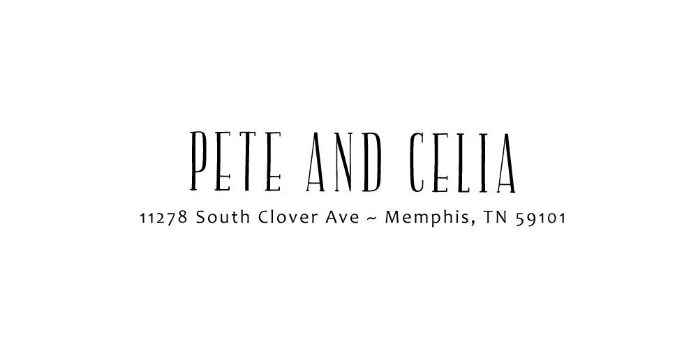 Return Address Stamp - WOOD HANDLE - Wedding gift - Pete and Celia Design