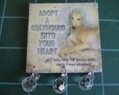 Grey2K Charity Item: Handmade Greyhound Rescue Pin with Cute Sparkle Dangles, All Proceeds Go to Rescue