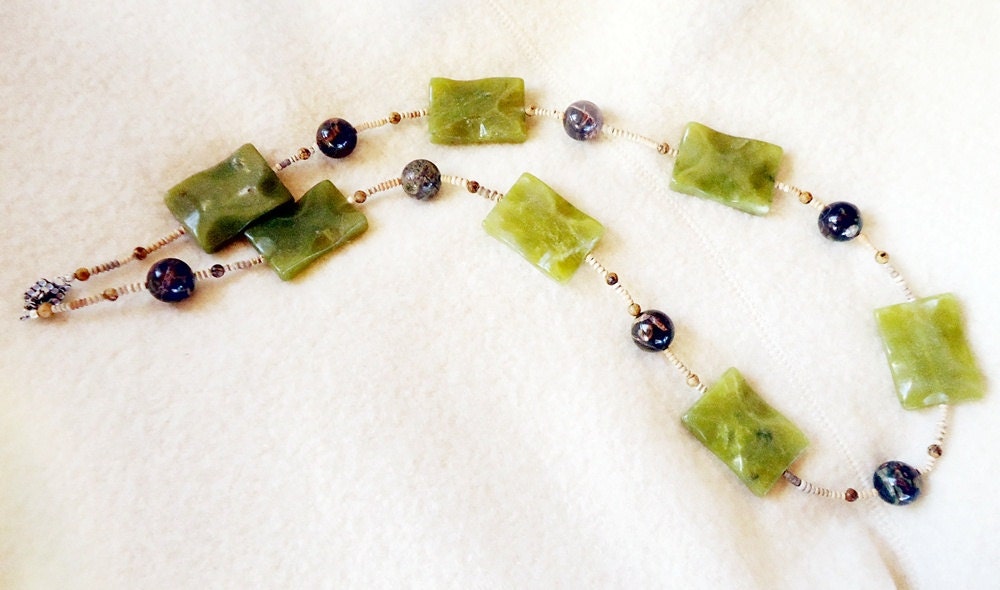 Long Serpentine & Jasper Necklace