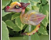 Lampwork Garden Dragon Bead - Pink Orange and Purple
