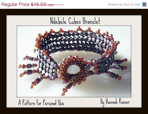 MEMORIAL DAY SALE Bead Pattern Herringbone Cubes Bracelet with Toggle Clasp Seed Bead tutorial instructions