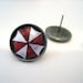 Resident Evil Umbrella Corporation Studs - Red and white umbrella corp logo post earrings - LARGE 14mm - Geek Chic Gamer