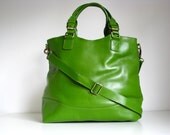 Leather Tote handbag Kelly Green