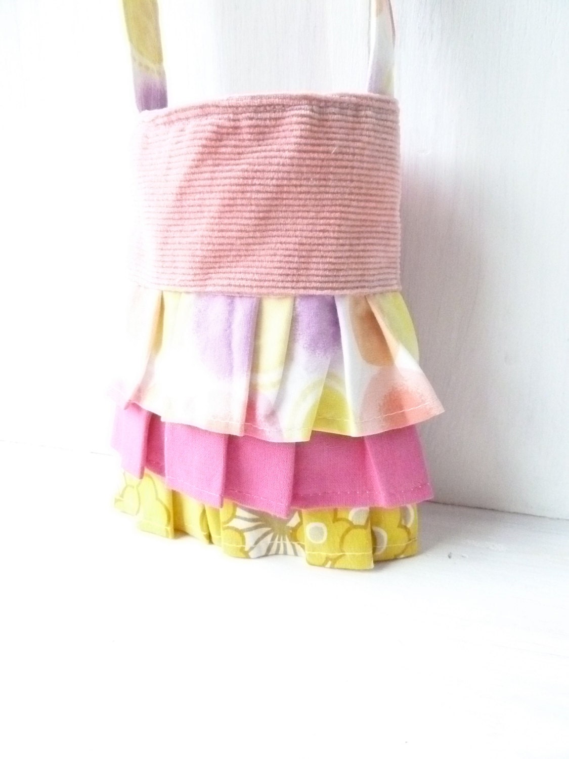 Toddler Baby Girl Purse - Cute Pink Ruffle Kids Bag - Spring Bag Pastel - Toddler Toy Kid - Corduroy Vegan Recycle
