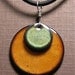 SALE Copper Enamel Jewelry Olive Green and  PersimmonOrange disc necklace The Prairie Collection
