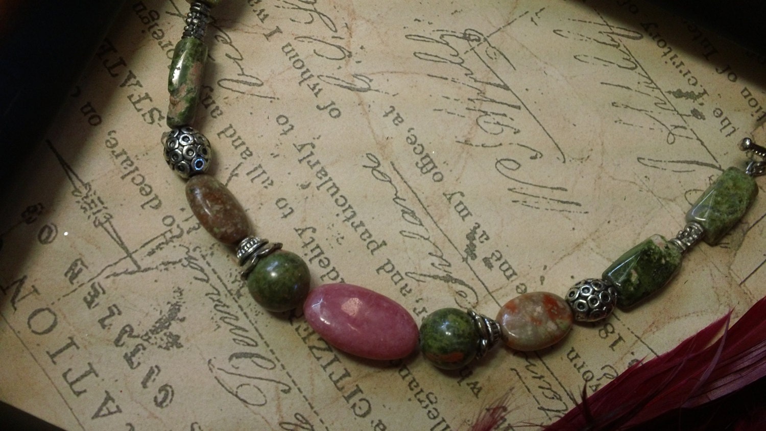 Naveen - unakite and autumn jasper beaded bracelet