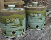 Great gift for Dad Storage Jars Canisters Potato Onion set of 2 Ready to Ship